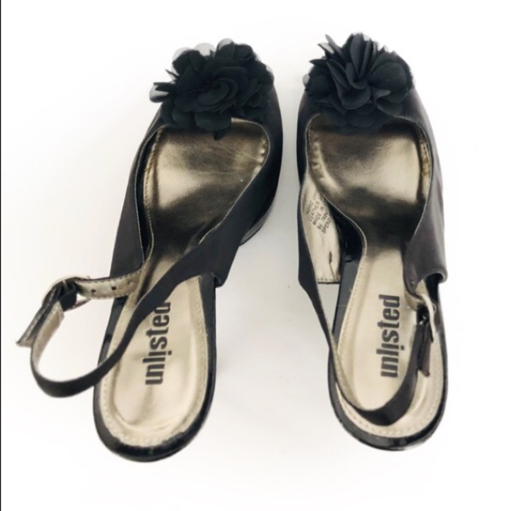 Unlisted Black Satin Platform w/ Chiffon Flower - Picture 3 of 6